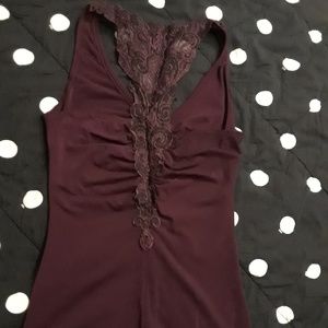 Maroon rouched Fredricks of Hollywood tank
